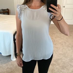 LOFT Blue Ruffle Sleeve Top